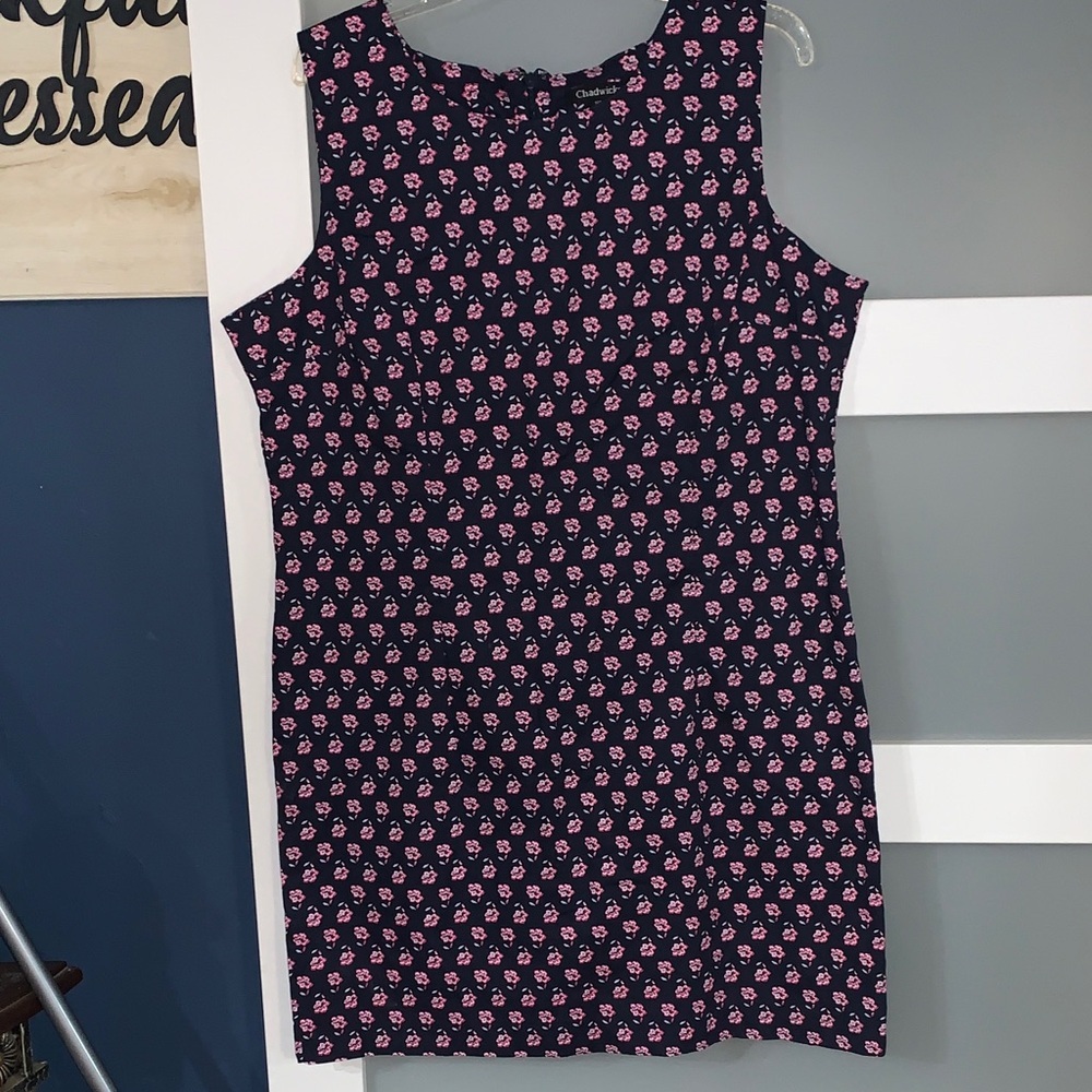 Chadwicks Navy and Pink Floral Dress